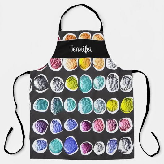 Moderne waterverf kunstenaar patroonmonogram naam schort (Voorkant)