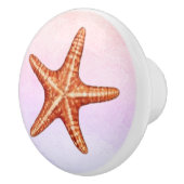 Moderne Waterverf kuststrand Zeesterren schelpen Keramische Knop (Rechts)