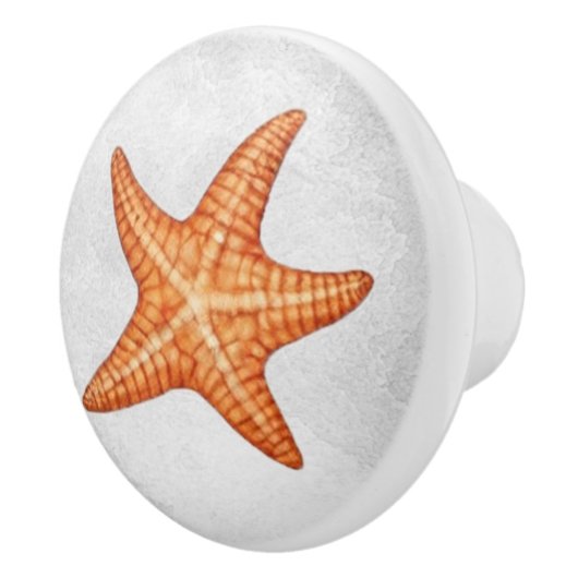 Moderne Waterverf kuststrand Zeesterren schelpen Keramische Knop (Rechts)