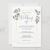 Moderne waterverf laat gouden lijst bruiloft kaart (Voorkant)