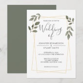 Moderne waterverf laat gouden lijst bruiloft kaart (Voorkant / Achterkant)