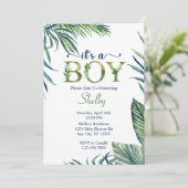 Moderne Waterverf laat het een Baby shower van een Kaart (Staand voorkant)