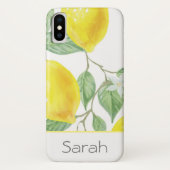 Moderne Waterverf laat Lemon Monogrammed Case-Mate iPhone Case (Achterkant)