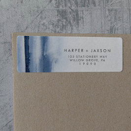 Moderne Waterverf | Label blauw retouradres