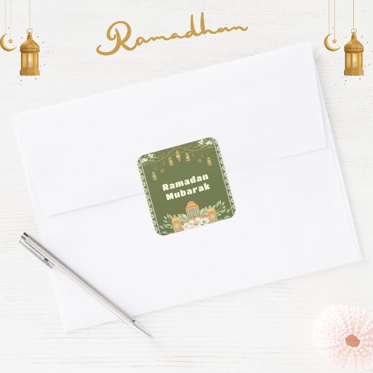 Moderne Waterverf lantaarn iftar feestuitnodiging Vierkante Sticker