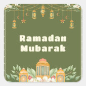 Moderne Waterverf lantaarn iftar feestuitnodiging Vierkante Sticker (Voorkant)