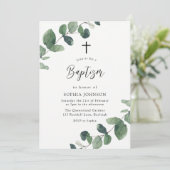 Moderne Waterverf Leaves Boy of Girl Baptisme Kaart (Staand voorkant)