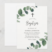 Moderne Waterverf Leaves Boy of Girl Baptisme Kaart (Voorkant / Achterkant)