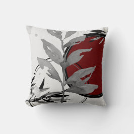 Moderne Waterverf leest | Grijs en Bourgogne Kussen