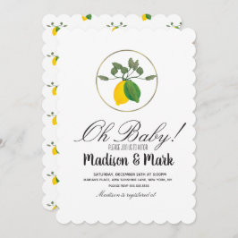 Moderne Waterverf Lemon Folie Ring Baby shower Kaart