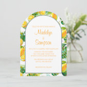 Moderne Waterverf Lemon Garden geel bruiloft Kaart (Staand voorkant)