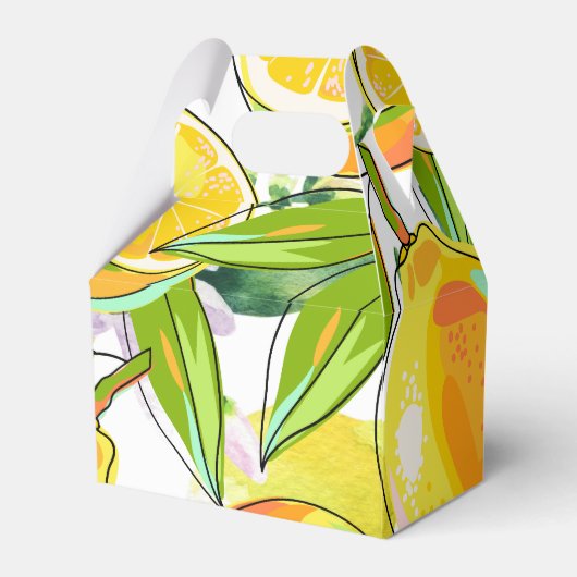 Moderne Waterverf Lemon Garden geel Favoriet Doos Bedankdoosjes (Achterkant)