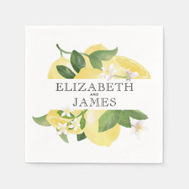 Moderne Waterverf Lemon Summer Wedding Servet
