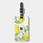 Moderne Waterverf Lemon Travel Holiday Monogram Bagagelabel (Voorkant verticaal)