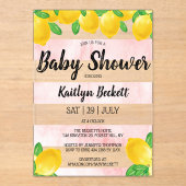 Moderne Waterverf Lemon Tree Baby shower Acryl Uitnodigingen (Voorkant)
