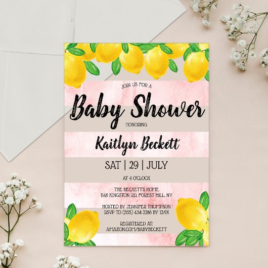 Moderne Waterverf Lemon Tree Baby shower Acryl Uitnodigingen