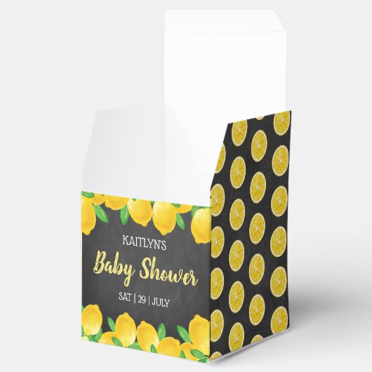 Moderne Waterverf Lemon Tree Baby shower Bedankdoosjes (Geopend)