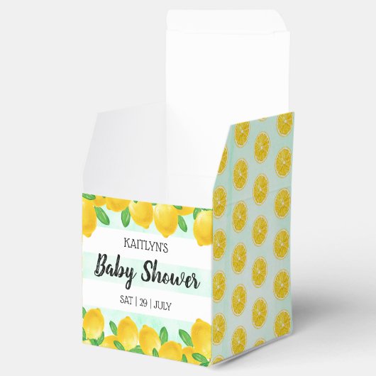 Moderne Waterverf Lemon Tree Baby shower Bedankdoosjes (Geopend)