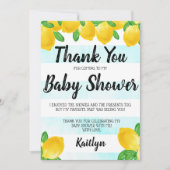 Moderne Waterverf Lemon Tree Baby shower Bedankkaart (Voorkant)