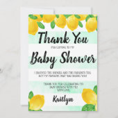 Moderne Waterverf Lemon Tree Baby shower Bedankkaart (Voorkant)
