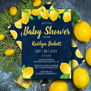 Moderne Waterverf Lemon Tree Baby shower Kaart