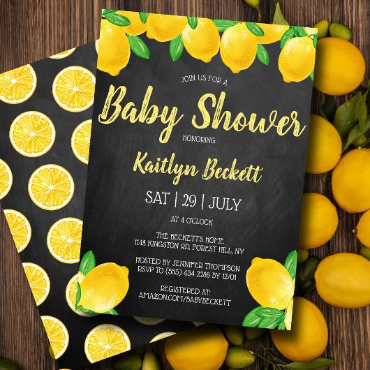Moderne Waterverf Lemon Tree Baby shower Kaart