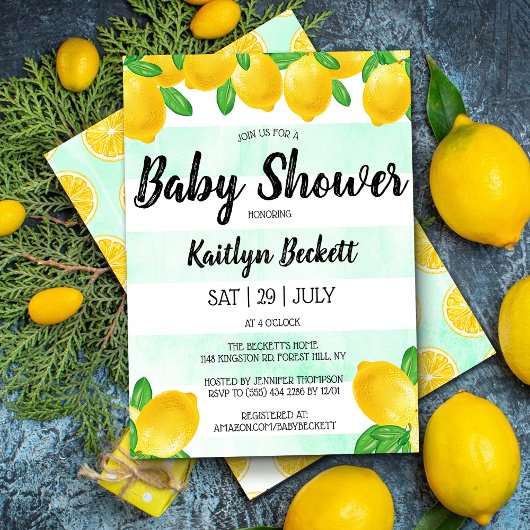Moderne Waterverf Lemon Tree Baby shower Kaart