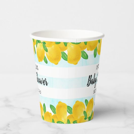 Moderne Waterverf Lemon Tree Baby shower Papieren Bekers (Rechts)