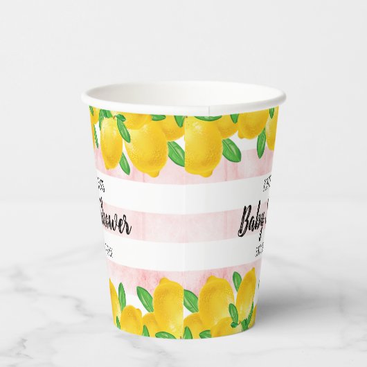 Moderne Waterverf Lemon Tree Baby shower Papieren Bekers (Rechts)