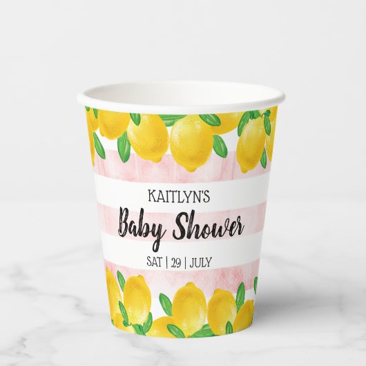 Moderne Waterverf Lemon Tree Baby shower Papieren Bekers (Voorkant)