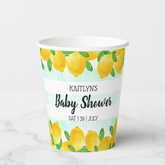 Moderne Waterverf Lemon Tree Baby shower Papieren Bekers (Achterkant)