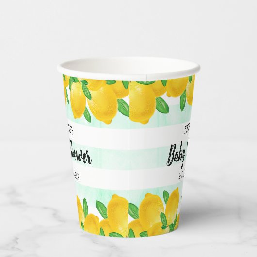 Moderne Waterverf Lemon Tree Baby shower Papieren Bekers (Rechts)
