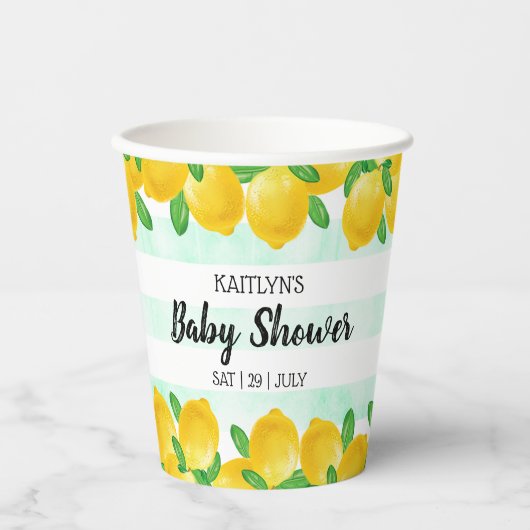 Moderne Waterverf Lemon Tree Baby shower Papieren Bekers (Voorkant)