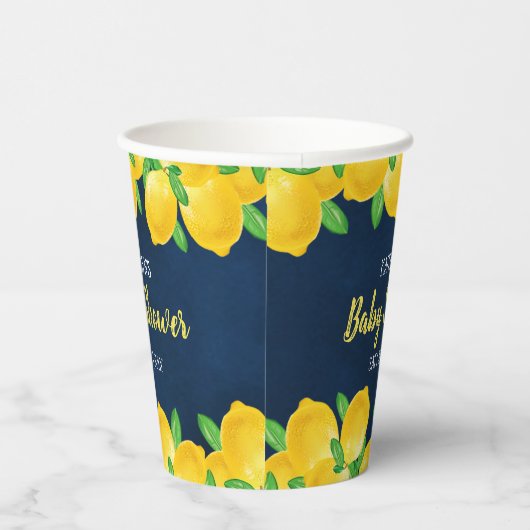 Moderne Waterverf Lemon Tree Baby shower Papieren Bekers (Rechts)