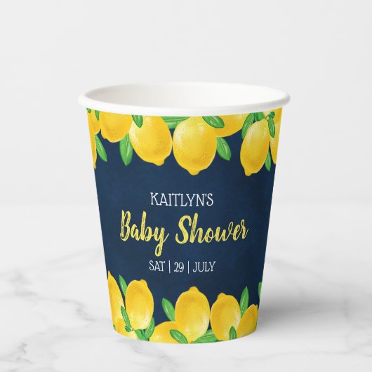 Moderne Waterverf Lemon Tree Baby shower Papieren Bekers (Voorkant)