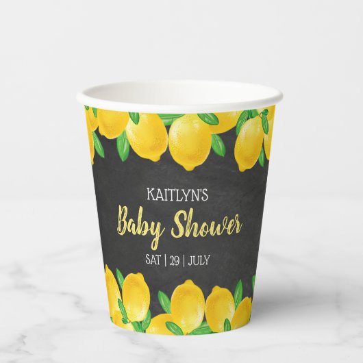 Moderne Waterverf Lemon Tree Baby shower Papieren Bekers (Voorkant)