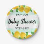 Moderne Waterverf Lemon Tree Baby shower Papieren Bordje (Voorkant)