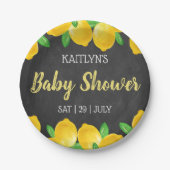 Moderne Waterverf Lemon Tree Baby shower Papieren Bordje (Voorkant)