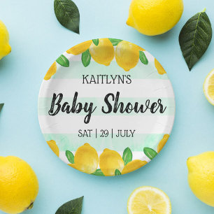 Moderne Waterverf Lemon Tree Baby shower Papieren Bordje