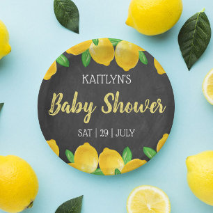 Moderne Waterverf Lemon Tree Baby shower Papieren Bordje