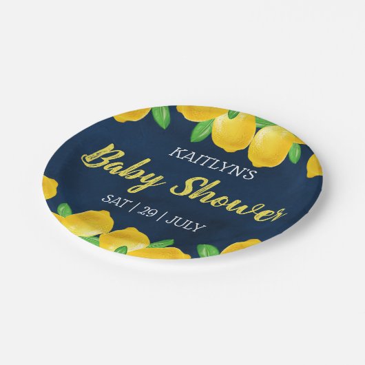 Moderne Waterverf Lemon Tree Baby shower Papieren Bordje (Gekanteld)