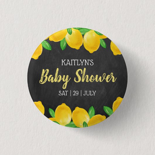 Moderne Waterverf Lemon Tree Baby shower Ronde Button 3,2 Cm (Voorkant)