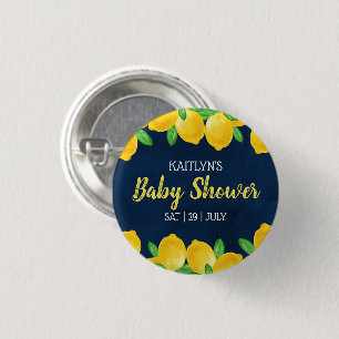 Moderne Waterverf Lemon Tree Baby shower Ronde Button 3,2 Cm