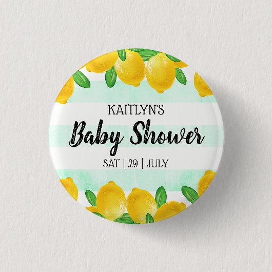 Moderne Waterverf Lemon Tree Baby shower Ronde Button 3,2 Cm (Voorkant)