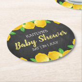Moderne Waterverf Lemon Tree Baby shower Ronde Kartonnen Onderzetter (Gebogen)