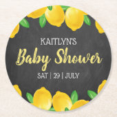 Moderne Waterverf Lemon Tree Baby shower Ronde Kartonnen Onderzetter (Voorkant)