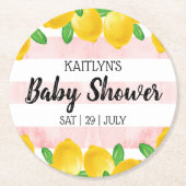 Moderne Waterverf Lemon Tree Baby shower Ronde Kartonnen Onderzetter (Voorkant)