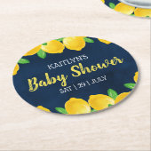 Moderne Waterverf Lemon Tree Baby shower Ronde Kartonnen Onderzetter (Gebogen)