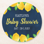 Moderne Waterverf Lemon Tree Baby shower Ronde Kartonnen Onderzetter (Voorkant)