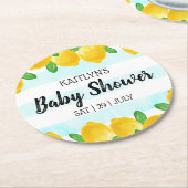 Moderne Waterverf Lemon Tree Baby shower Ronde Kartonnen Onderzetter (Gebogen)